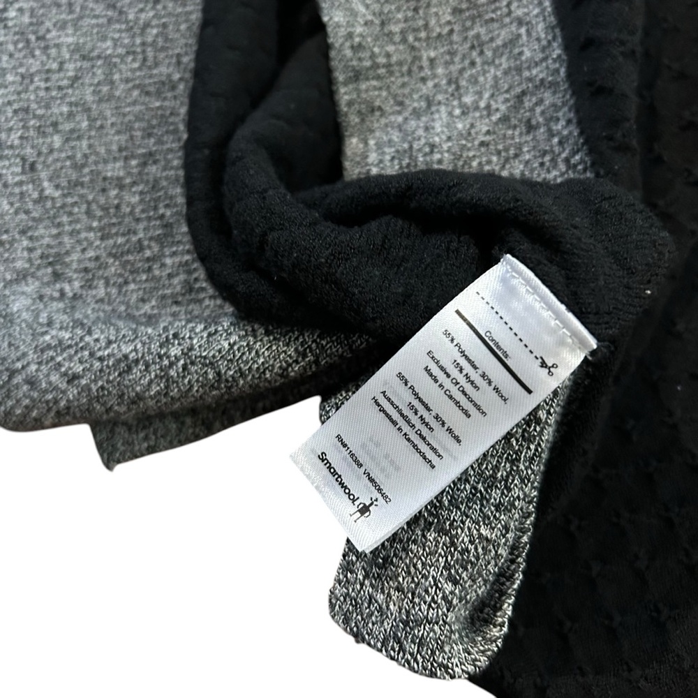 Smartwool Shadow Pine Hoodie‎ Sweater Merino Blend Black Gray Small - Picture 8 of 11